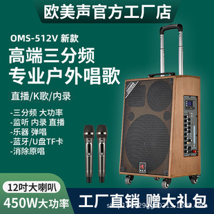European and American Sound 512V High-Power Outdoor Audio Karaoke Singing Square Dance Performance Three-Way Trolley Speaker 12inch