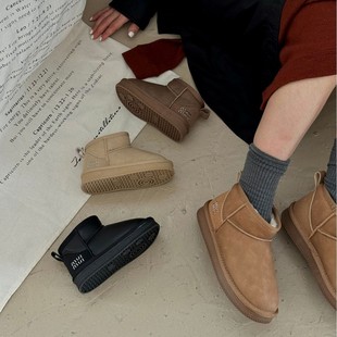 Children's Snow Cotton 2024 Winter New Girls' Waterproof Solid Color Snow Cotton Classic Thickened All-match Western Style Cotton Shoes