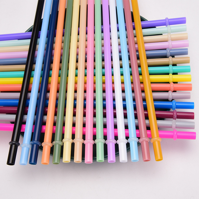 Factory Direct Supply 7mm Aperture Straw 28 Color Solid Color Plastic Cup Accessories Pp Straw Non-disposable Band Straw display picture 4