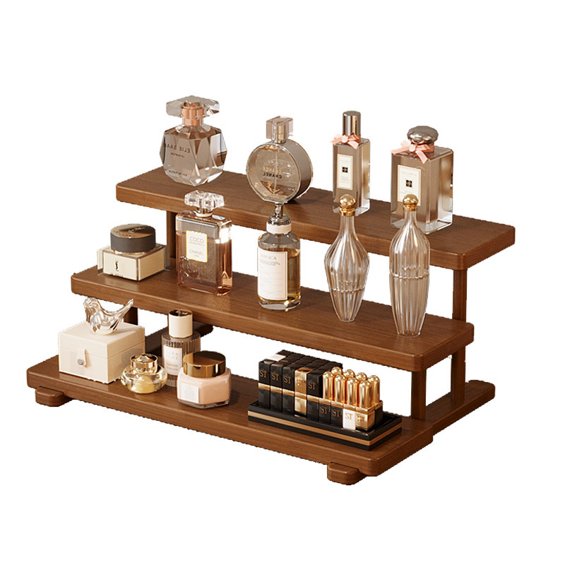 Caja de almacenamiento de cosméticos de escritorio de lujo ligero de múltiples capas Caja de acabado para el cuidado de la piel de alta calidad Lápiz labial Sombra de ojos Estante de perfume