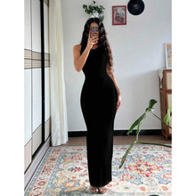 K 40265 Solid sleeveless dress ��ɫ��������ȹ�羳����ͨ
