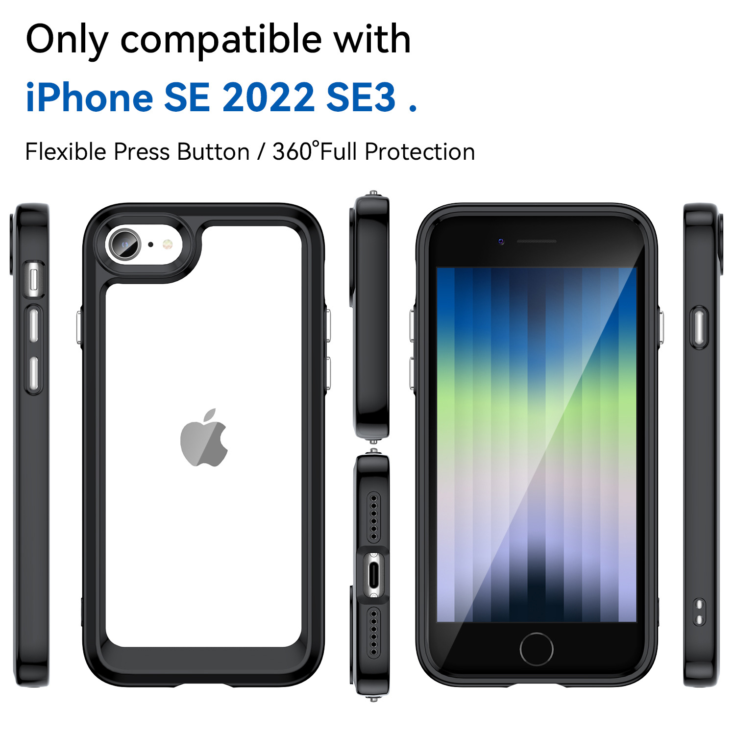 Renkli Apple SE2 cep telefonu kılıfı için uygundur SE3 cep telefonu kılıfı IP6/6S her şey dahil akrilik saf renk anti-6S Plus