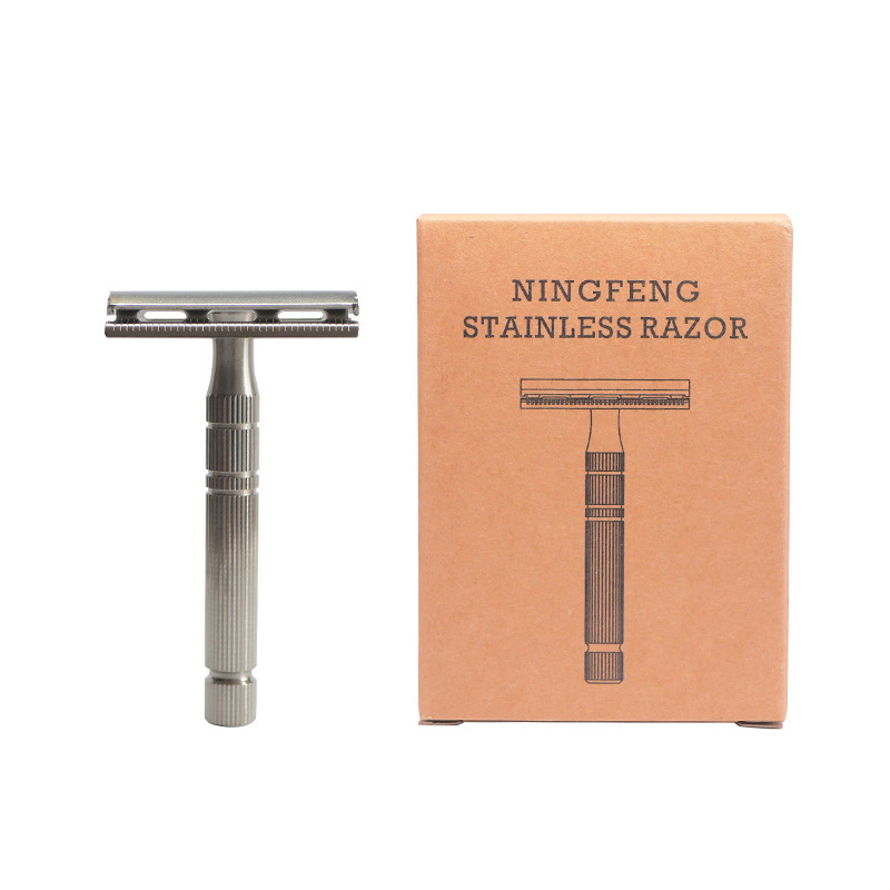 Ningfeng Full-Body 304 Stainless Steel Safety Razor Holder, Dual-Use for Dry and Wet Shaving, Cost-Effective Travel-Sized Razor