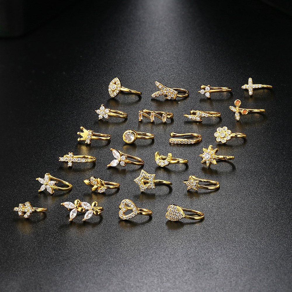 Fashion U Shape Star Butterfly Copper Plating Nose studs 1 Piece
