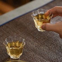 出口日本花边品茗杯主人杯水晶玻璃锤目纹小茶杯耐热功夫茶具手工