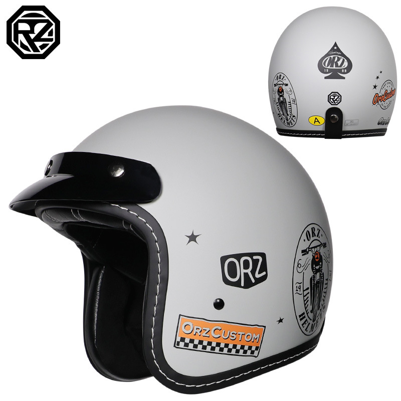 Orz casco de motocicleta para hombres y mujeres certificado 3C 3/4 casco retro medio casco locomotora viajero cuatro estaciones Bluetooth