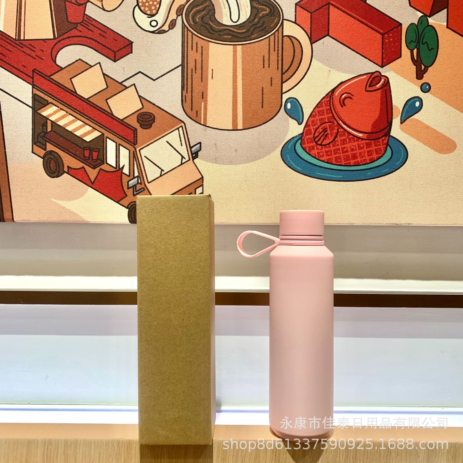 2024 nuevo en stock americano boca pequeña taza de vacío portátil mango de silicona pintura de goma taza de agua taza de vacío de acero inoxidable