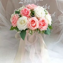 新娘手捧花结婚 仿真满天星玫瑰花束伴娘婚纱照拍摄道具 婚庆用品