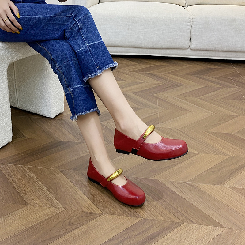 Fashionable French-style Mary Jane With A Buckle And Round Toe For Women, 2026 New Versatile Shallow Soft Leather Flat_vogvips.com