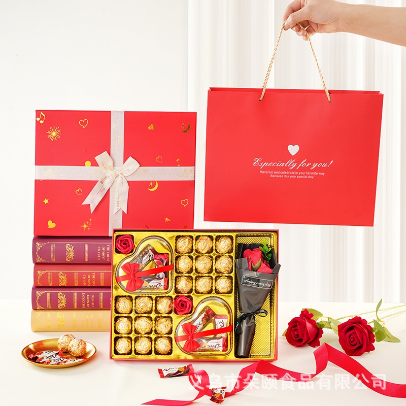 스위트 초콜릿 B 스타일 레드 빅 부케(라이트 포함)