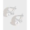 Brand fashionable earrings from pearl, Korean style, silver 925 sample, simple and elegant design