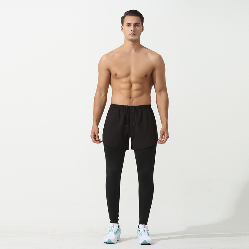 Pantalones deportivos de secado rápido para correr, otoño e invierno, estilo casual, ajustados, efecto dos piezas, pantalones de baloncesto, pantalones cortos deportivos para fitness, jogging para hombre image 6