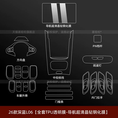 Suitable for Changan Deep Blue L06 interior protection film, center console sticker, navigation screen tempered film, accessories, steering wheel modification (Car interior film) - 26-models-of-deep-blue-l06full-set-of-tpu-transparent-film-ultra-clear-crystal-diamond-tempered-film-for-navigation