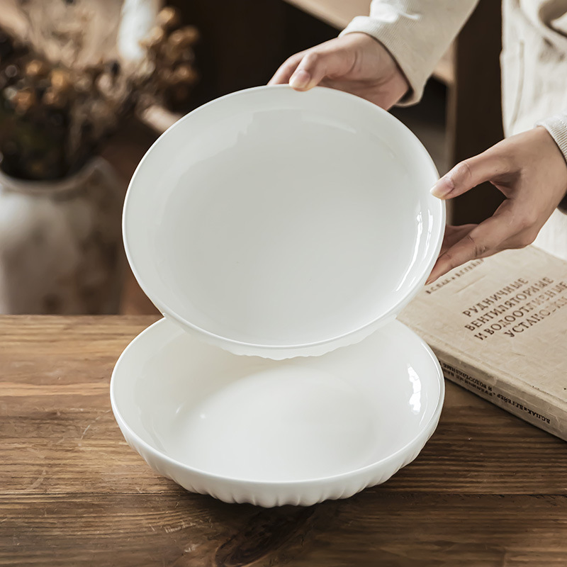 Plato de cerámica simple de color sólido platos de postres caseros platos de bocadillos de filete redondos platos de pasta