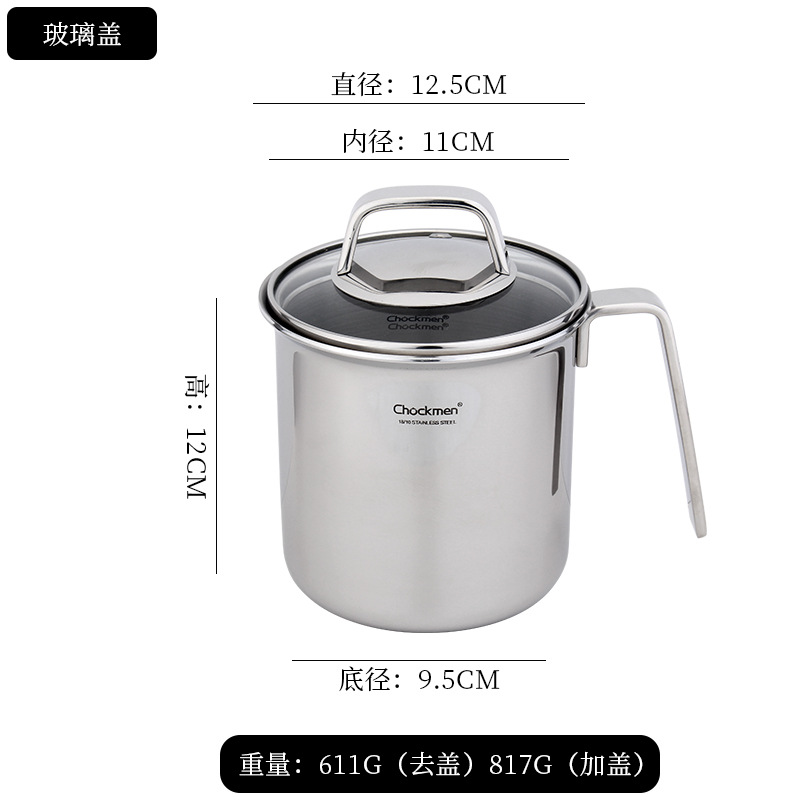 Chockmen Zhuo Deming 18 / 10 olla de leche de acero inoxidable de 11 cm taza de leche caliente 1L