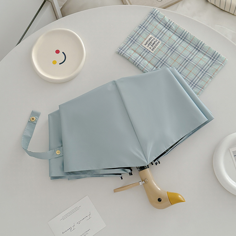 Healing [the Duck That Melts People's Hearts] Umbrella Girl Fresh Style Folding Dual-Use Sun and Rain Umbrella with Uv Protection