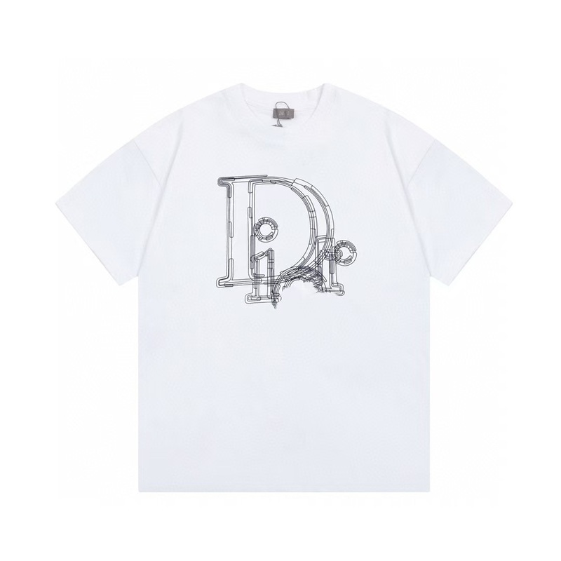 クロスボーダー 25ssCD ホームファッションブランド春夏新作落書きペイントレタープリントユニセックス純綿半袖Tシャツ|undefined