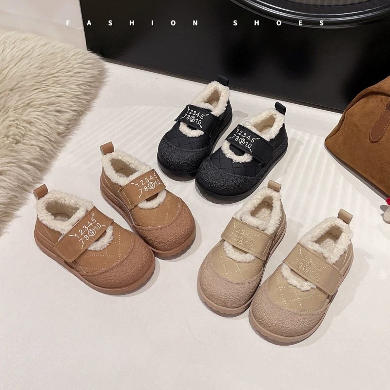 Baby хлопчатобумажные ботинки 2024 зимние новые детские ботинки из овечьей шерсти Birken обувь для мальчиков обувь для девочек теплая бобовая обувь