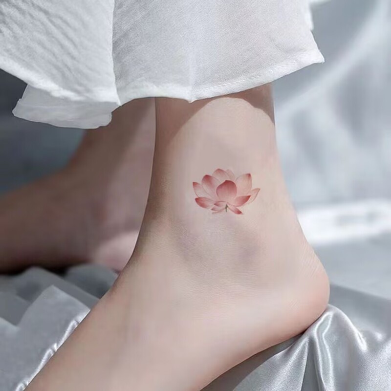 Super Fairy and Beautiful Lotus Colorful Tattoo Girls Washable Sexy Small Fresh Sweet Cool Feet Bare Collarbone Waterproof Sticker