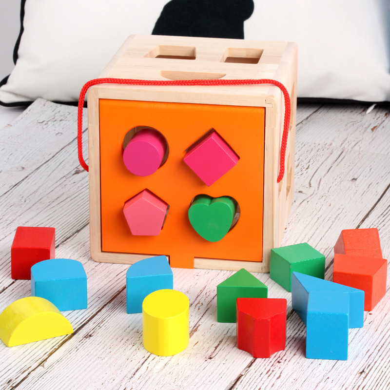 Caja de tesoro a juego de forma multifuncional de madera para niños Inteligencia de educación temprana escena rompecabezas Caja de Inteligencia de cuentas