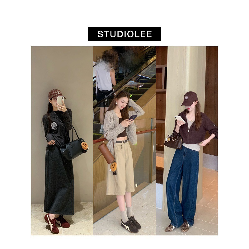 牛皮葡萄妈同款时髦撞色德训鞋女系带百搭休闲运动鞋学院风阿甘鞋|undefined