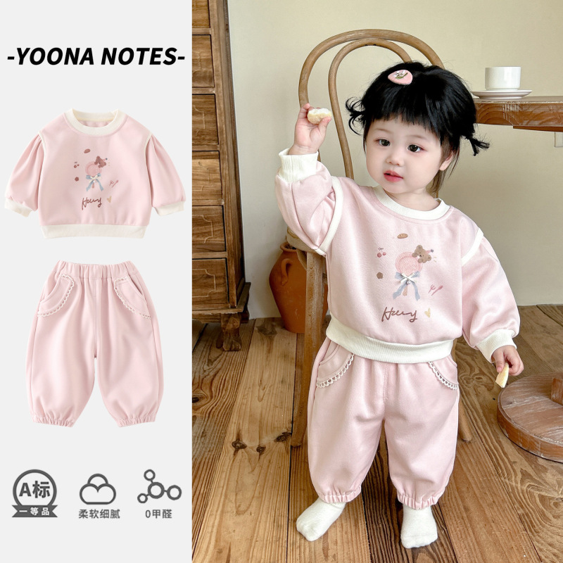 婴幼童衣服秋装卡通可爱长袖分体套装女宝宝春秋季外出洋气两件套|undefined