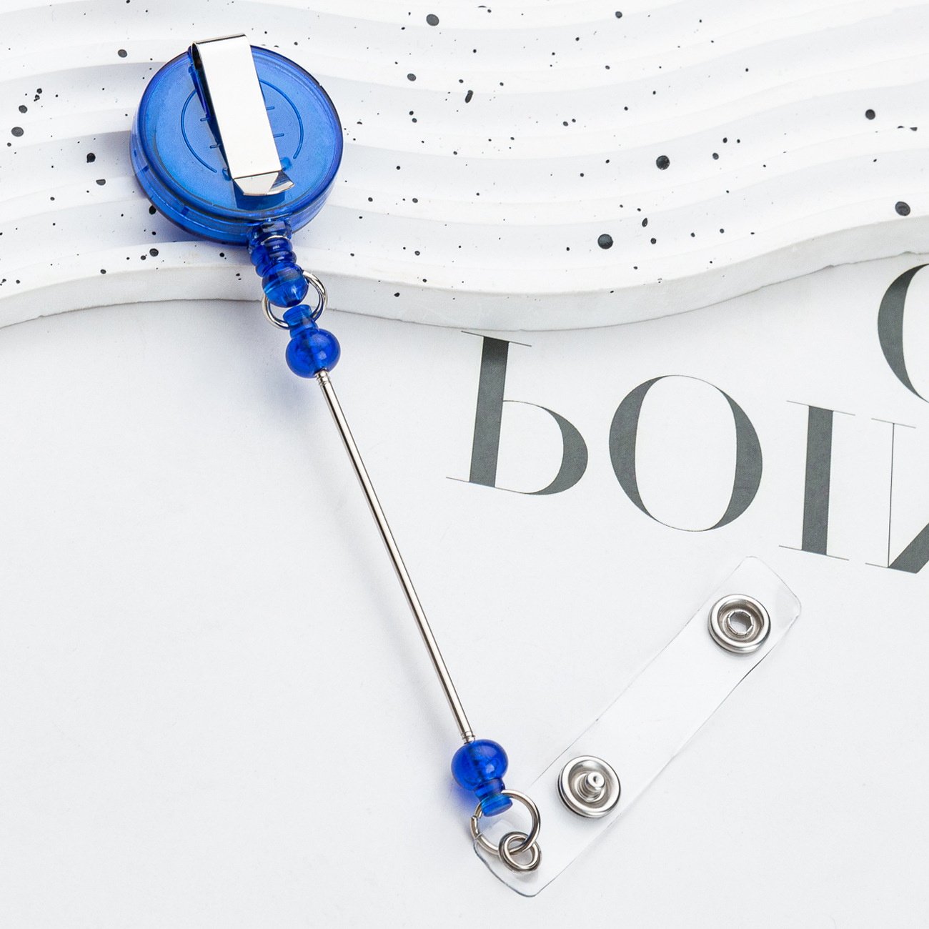 Cubierta de tarjeta retráctil fácil de tirar hebilla creativa perlas llavero retráctil hebilla de trabajo placa de identificación fácil de tirar hebilla de cable