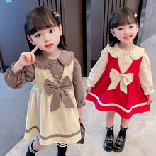 女童灯芯绒衬衫马甲裙两件套2023新款洋气时髦儿童装春秋款套装潮