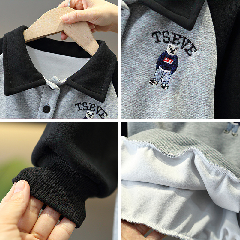 5913 traje de suéter de otoño para niños 2025 nuevo estilo guapo bebé chico polo para niños primavera y otoño traje de dos piezas