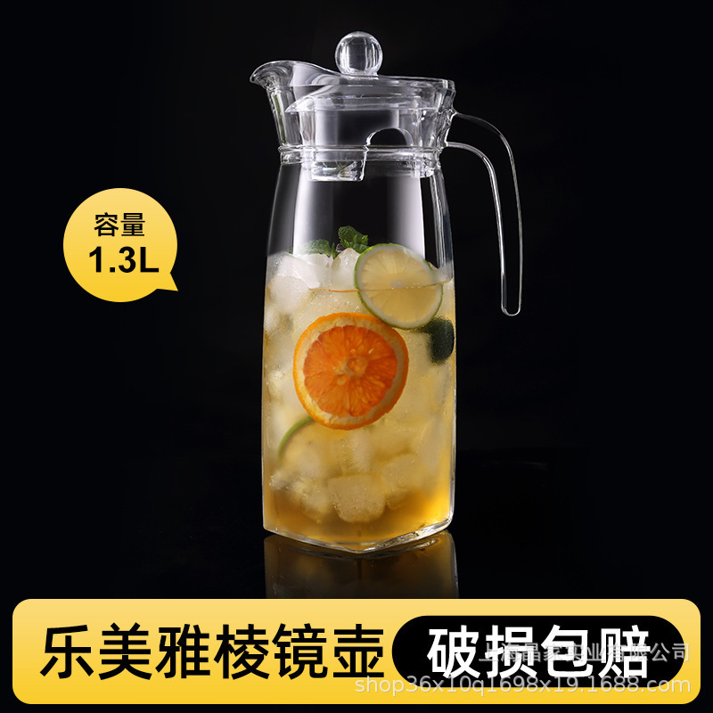 Lemeya vidrio resistente al calor hervidor de agua fría agua manzana verde engrosado jar de jugo tetera flor logotipo al por mayor