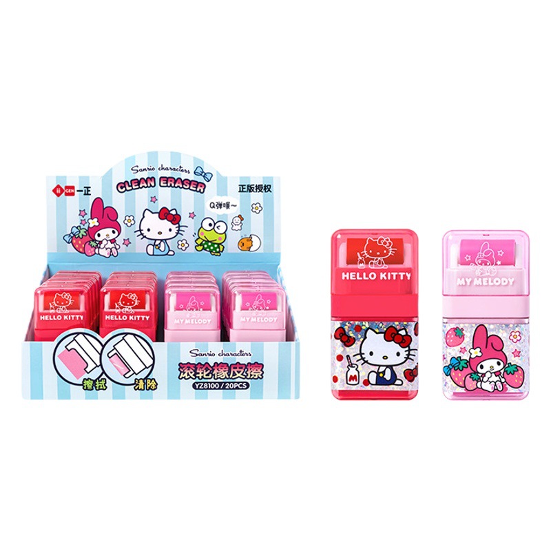 Estudiante de dibujos animados lindo borrador creativo iigen yizheng papelería sanrio familia imagen rodillo borrador