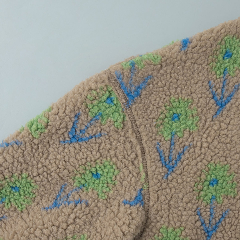 Áo nỉ lông cừu dệt jacquard nữ dáng rộng cổ cao nửa khóa kéo tay dài — Tím, màu xanh lá cây chi tiết 9