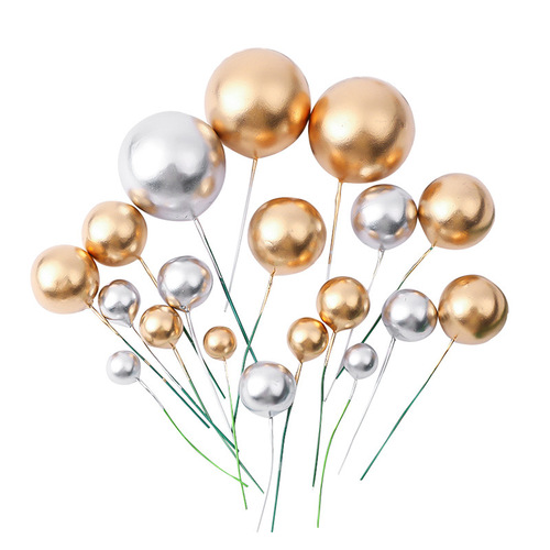 Gold Ball Silver Ball Cake Decoration Plugin Cake Accessory 2cm 2.5cm 3cm 4cm Cake Decoration Balls 10 Pieces Set