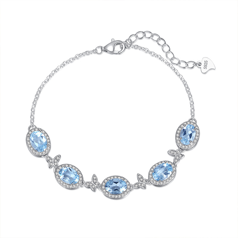 S925 pulsera de mariposa de cristal natural con incrustaciones de plata esterlina multicolor cristalina serie curativa sentido del diseño de moda mujer