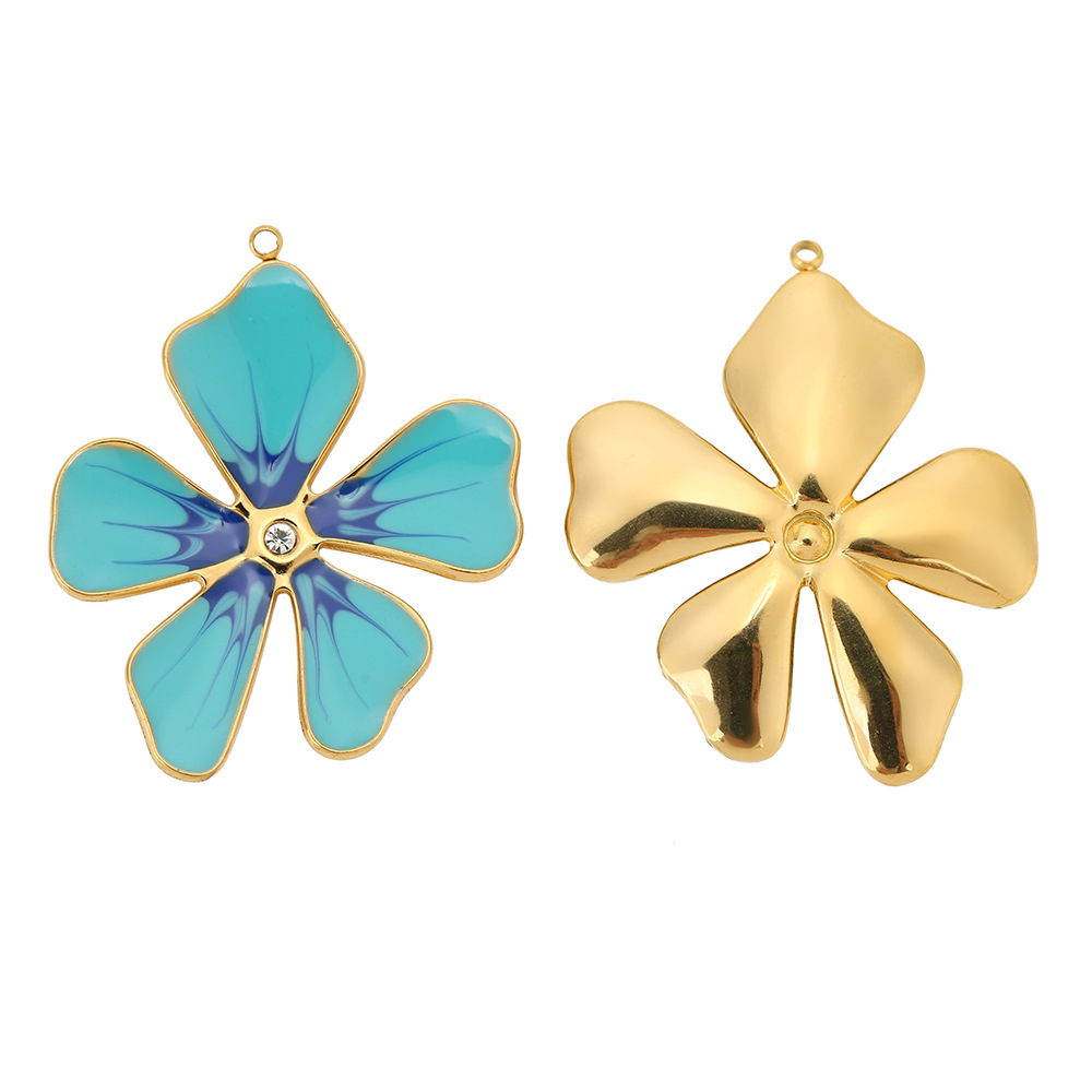 Hole 1~1.9mm Hole Size 5 PCS/Package 33*39mm Hole 1~1.9mm 304 Stainless Steel Zircon Flower Pendant