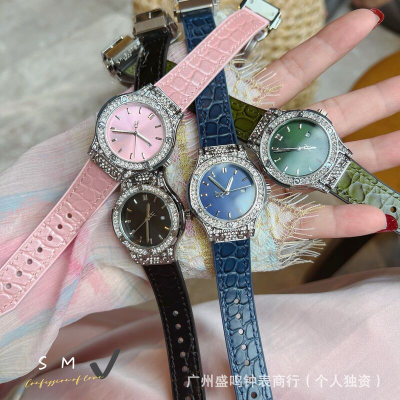 Popular Quartz Watch with Diamond-Encrusted Large Dial, Fashionable and High-End Women's Watch with Calendar, Women's Watch Wholesale