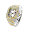 Classic square quartz fashionable men's watch, diamond encrusted