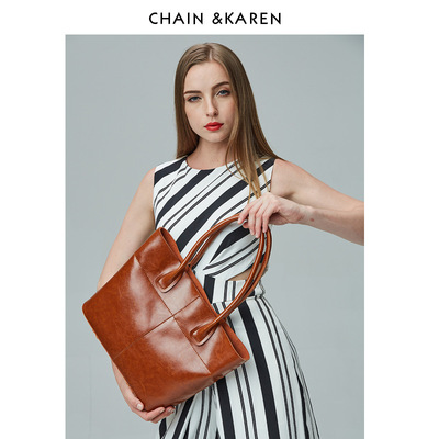 Simplicity High-capacity Bag Female bag 2020 new pattern fashion Europe and America The single shoulder bag cowhide customized portable Totes