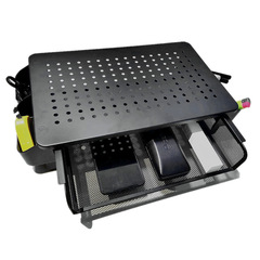 辦公收納帶通風孔與抽屜手提鐵質電腦顯示屏幕增高散熱置物架