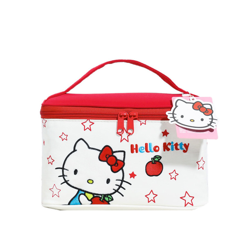Sanrio estereoscópico de moda HelloKitty bolsas de maquillaje bordadas de gran capacidad de alta belleza viajes bolsas de baño portátiles