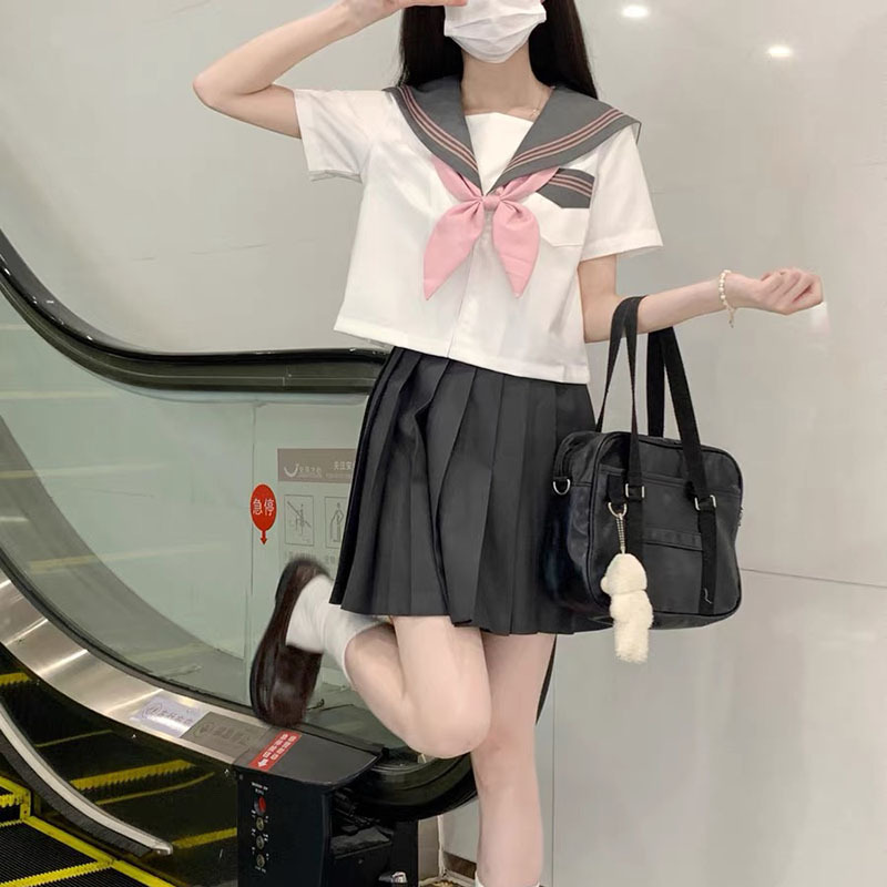 그레이 칼라 파우더 3 기본 JK 유니폼 학생 유니폼 클래스 소프트 언니 세트 일본 대학 스타일 성능 세트