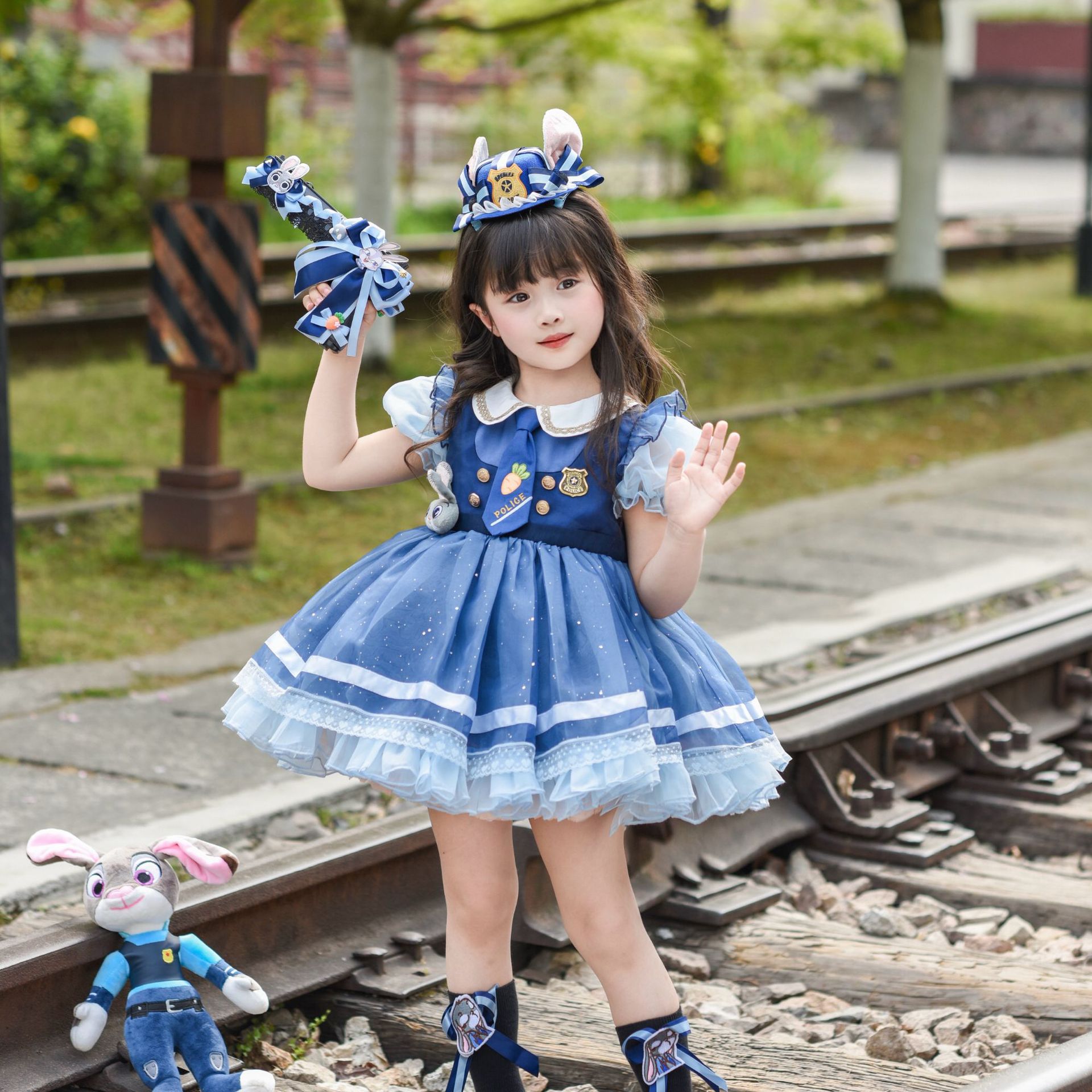 Rabbit Police Officer Costume Children's Judy Summer Dress Girls' Dress 2025 New Style Girl Lolita Cos Short-Sleeved