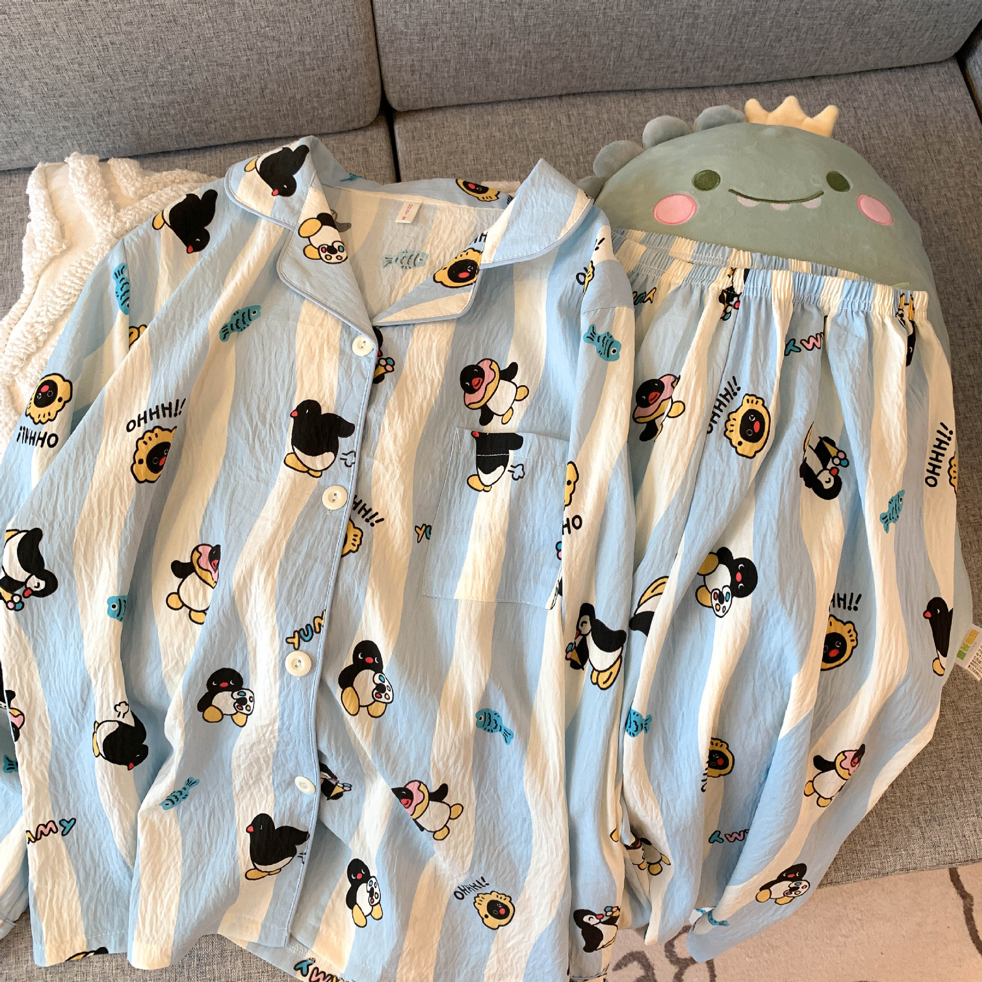 Al por mayor transfronterizo cien pijamas de verano mujeres 2025 nuevas nubes de algodón pantalones de manga larga dibujos animados lindos ropa para el hogar