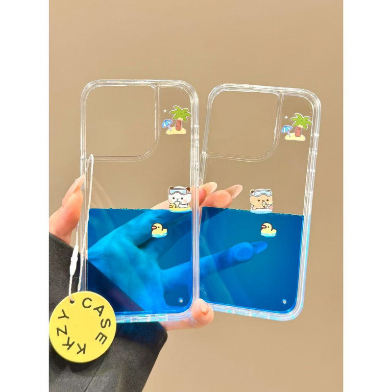 Summer Flowing Liquid Swimming Ring One or Two Bubu Suitable for Apple 16Promax Mobile Phone Case 15Iphone14Pro