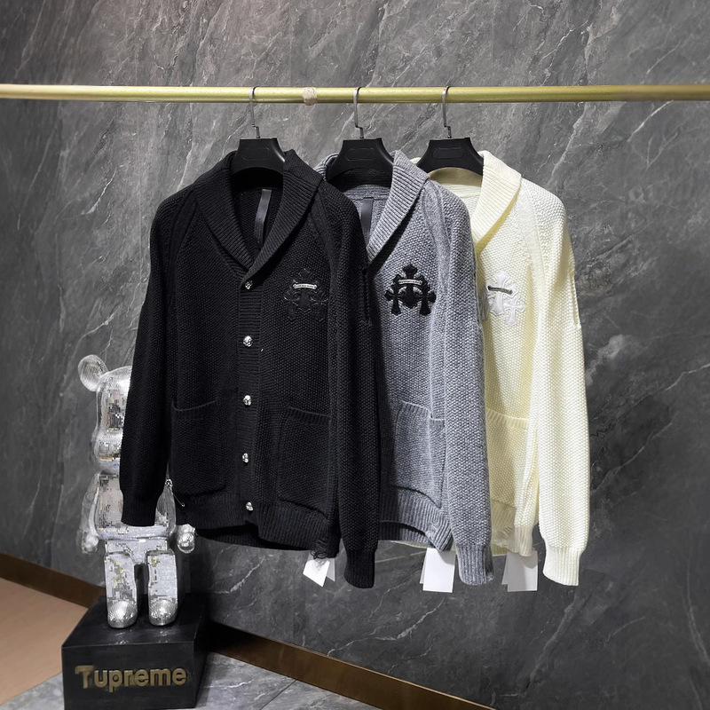 Foreign Trade Waffle Pattern Leather Cardigan Sweater Jacket Couple Model in Stock