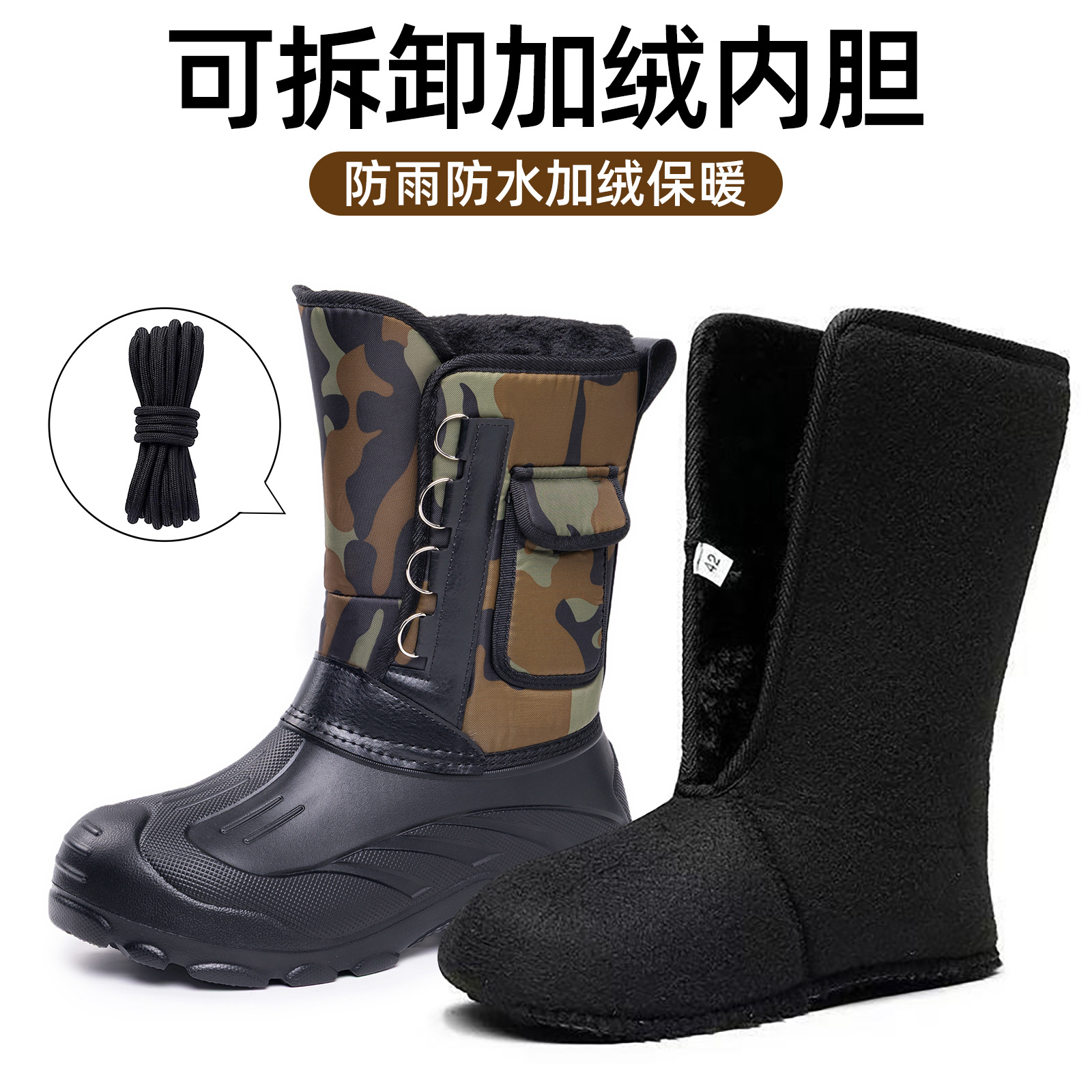 Zapatos para hombres botas de nieve, una botas de algodón caliente, botas de algodón impermeables y anticongelantes, botas gruesas