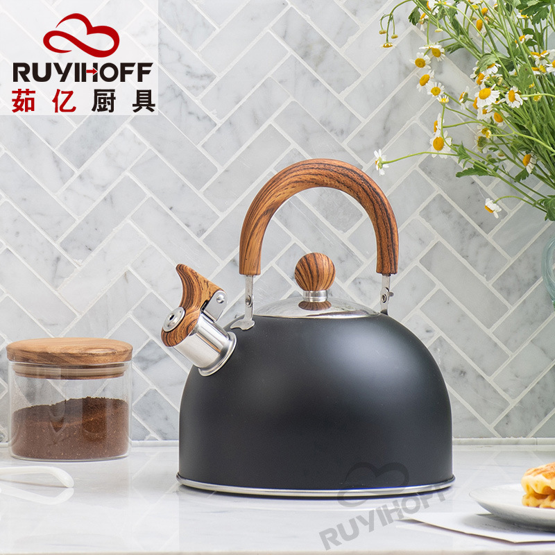 Negro plegable mango silbato hervidor 2.5l Amazon transfronterizo silbato hervidor de estilo europeo silbato hervidor al por mayor
