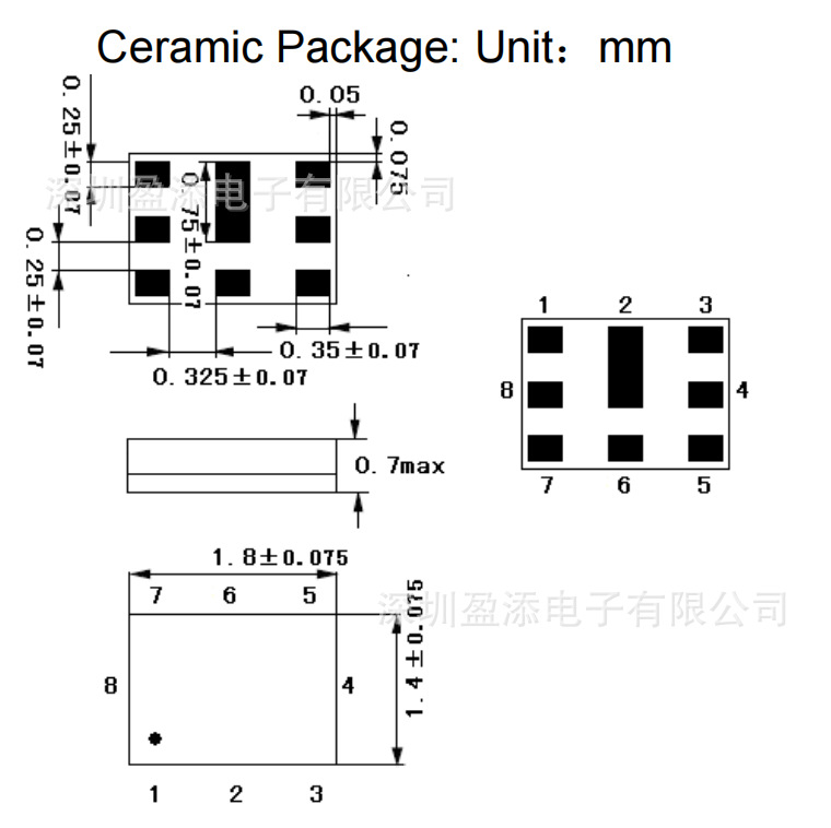 声表滤波器 NDFF002 1900/2017.5MHz 1.5*1.1双通道滤波器