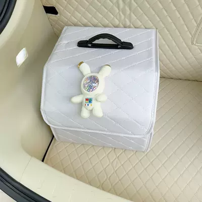 Car storage bag/box, for women - planet-astronaut-bunny-white-storage-box-large