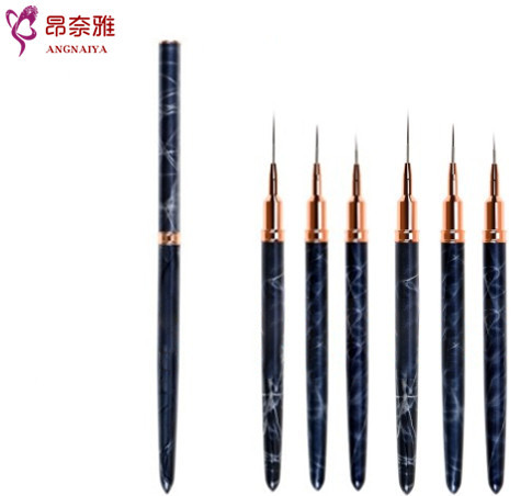 Black marble drawing pens for manicure with cord